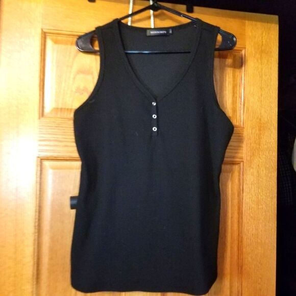 Merokeety Size Large Black Henley Tank - Picture 2 of 4